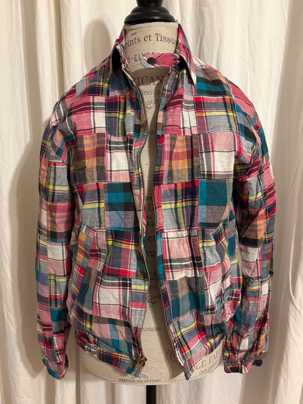 Vintage 80’s Madras bomberJacket-Deadstock new without tags Sz S
